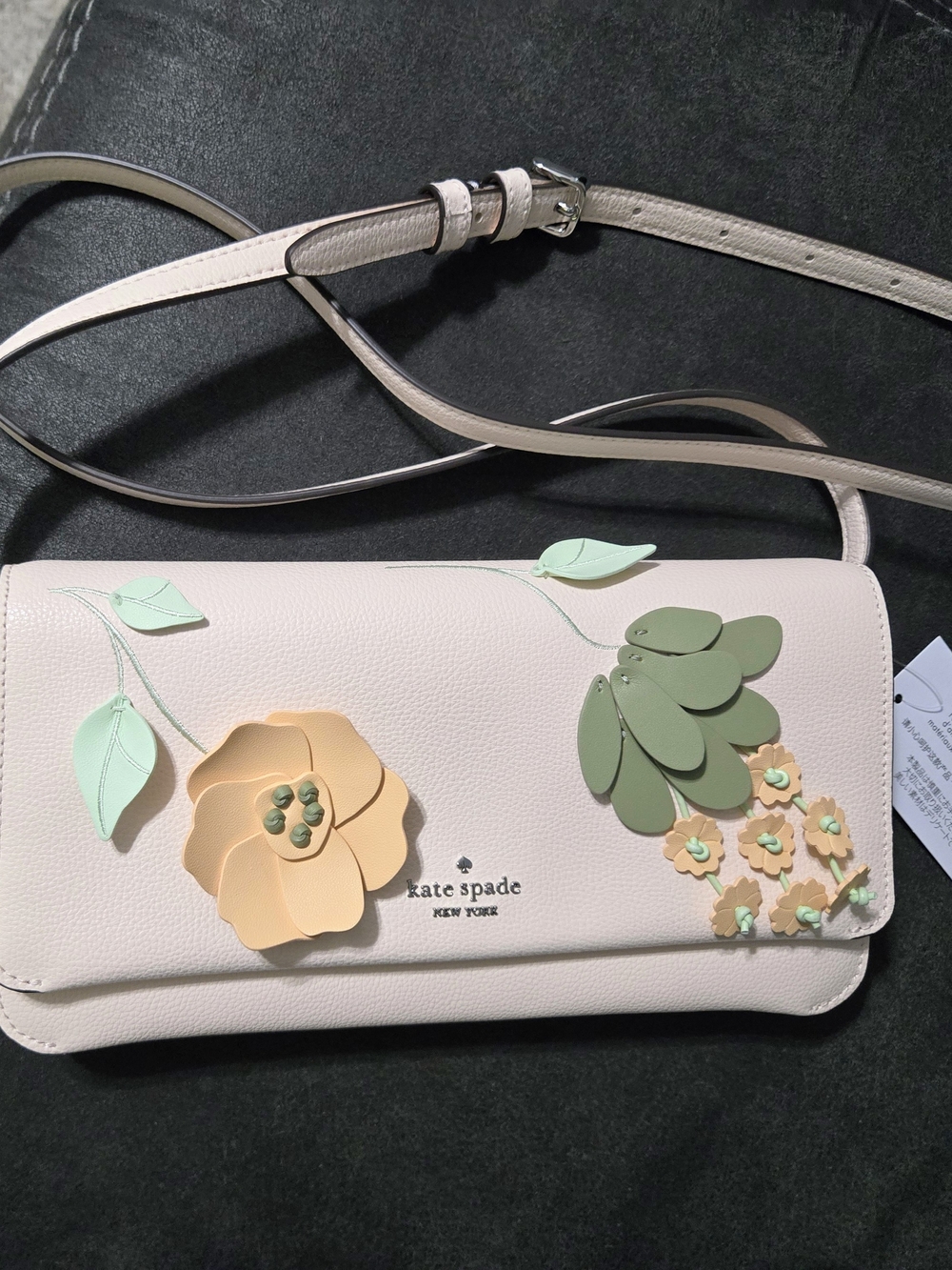kate spade Pale Pink Leather Floral Applique Crossbody